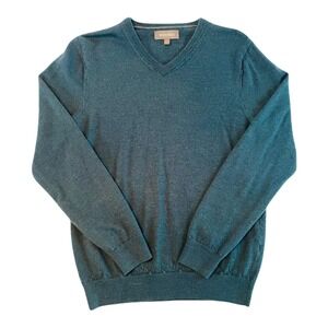 Bonobos‎ Mens Slim Fit V-Neck Sweater Teal Blue 100% Extra Fine Merino Wool M